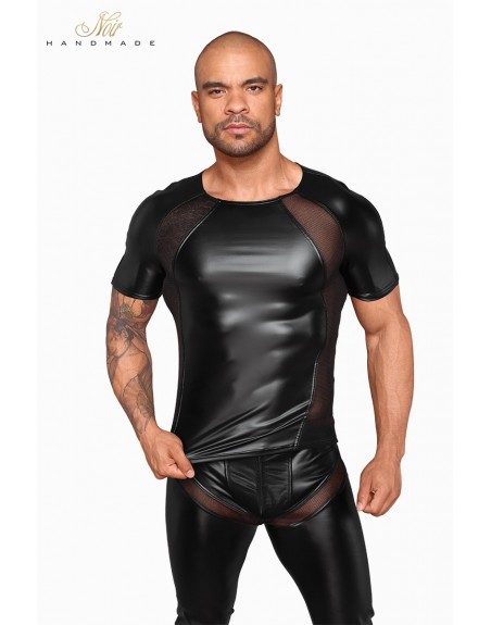 T-shirt wetlook et filet H056