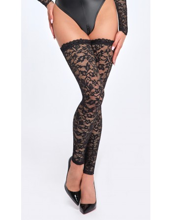 Black lace stockings model...