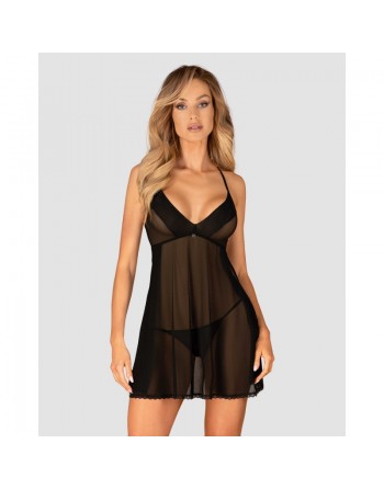 Latinesa Babydoll de couleur noire livré avec string by Obsessive