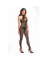 F315 Ego flocked mesh halter catsuit