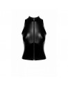 F324 Glam wetlook top with vinyl corset