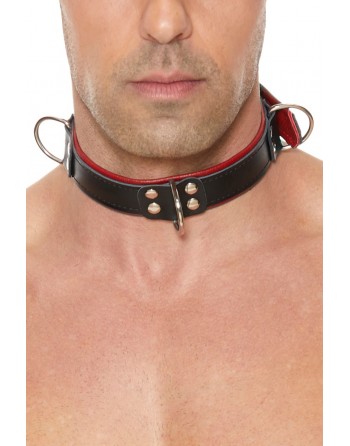 Collier Bondage Deluxe rouge et noir - Ouch!