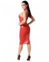 Robe mi-longue Orgia F354 en wetlook rouge by Noir HandMade