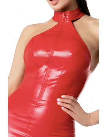 Robe mi-longue Orgia F354 en wetlook rouge by Noir HandMade