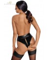 Culotte tanga zipée en wetlook F260 Noir HandMade