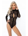 Body zip leopard F287 Noir HandMade