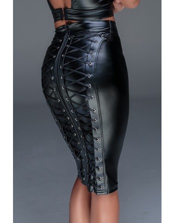 Skirt wetlook F152 Noir HandMade