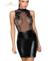 Dress wetlook & fishnet F222 Noir HandMade