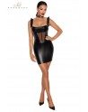 Robe courte wetlook et tulle F257 Noir HandMade