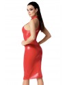 Robe mi-longue Orgia F354 en wetlook rouge by Noir HandMade