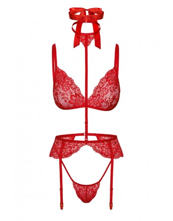 Ensemble 5 pièces Bondage Red Lace Kiss 243 - Kissable