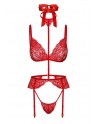 Ensemble 5 pièces Bondage Red Lace Kiss 243 - Kissable