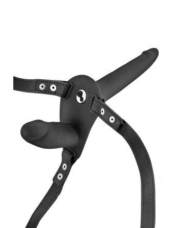 Double gode ceinture noir vibrant - Fetish Tentation