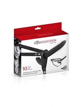 Double gode ceinture noir vibrant - Fetish Tentation