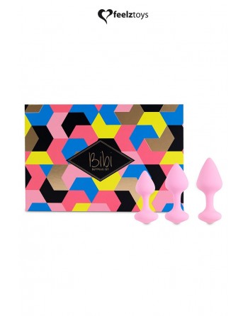 Coffret 3 plugs anal Bibi - rose